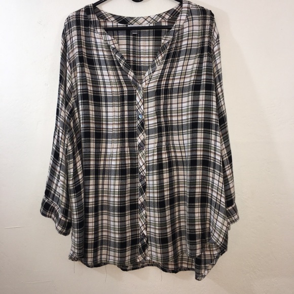 Avenue Women's Black/White/Flannel Shirt  22/24 - Picture 1 of 6